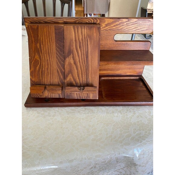 Wood Phone Storge & Organization 2 Phones Wireless Charging Docking Station NWOT - Picture 1 of 12